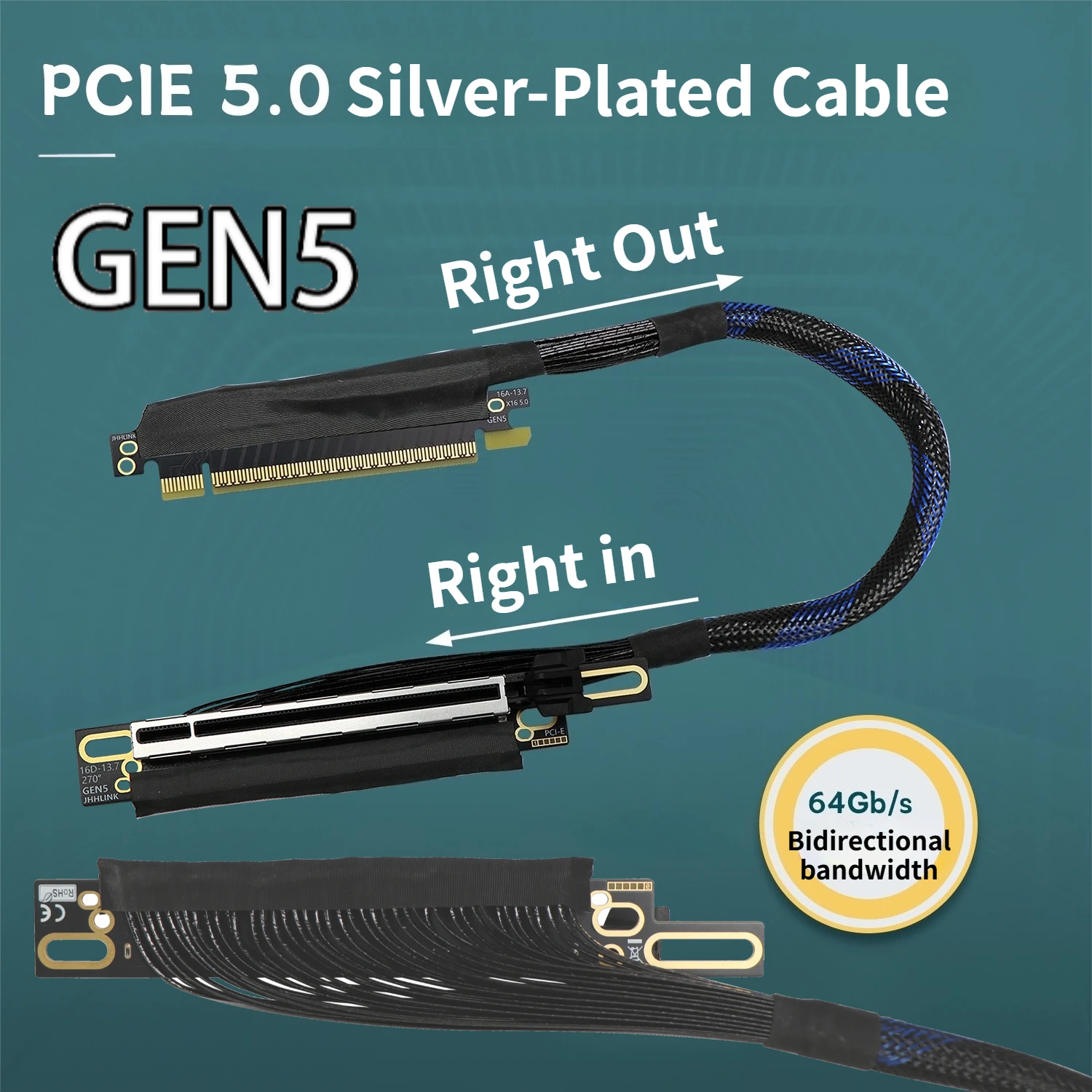 Right Angle Fold Reverse PCIe  - Pcie 5.0 Gpu Riser Cable ulasan dan harga